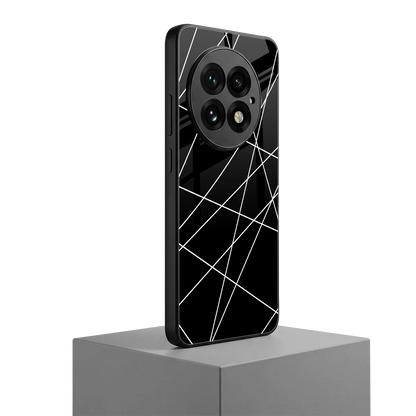Geomatric Black oneplus 13 mobile cover | shockproof glass phone case