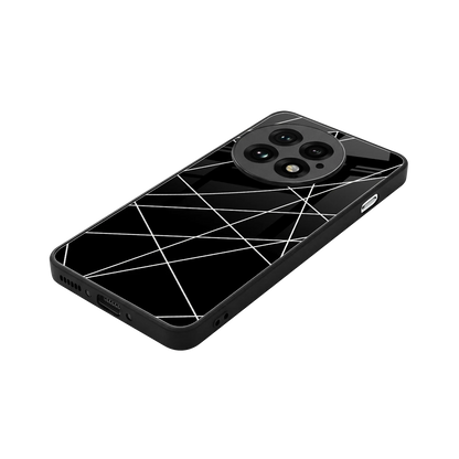 Geomatric Black stylish phone case for oneplus 13 | glossy glass and slim fit