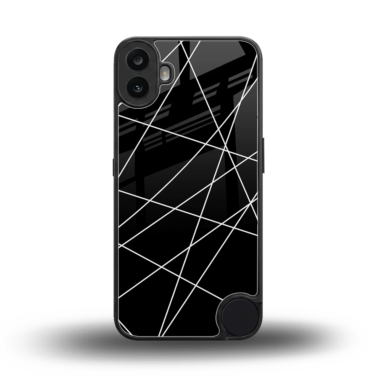 Geomatric Black back phone cover | glass case for cmf nothing phone 1