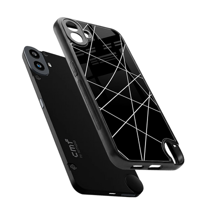 Geomatric Black sleek cmf nothing phone 1 cover with tempered glass back and TPU edges