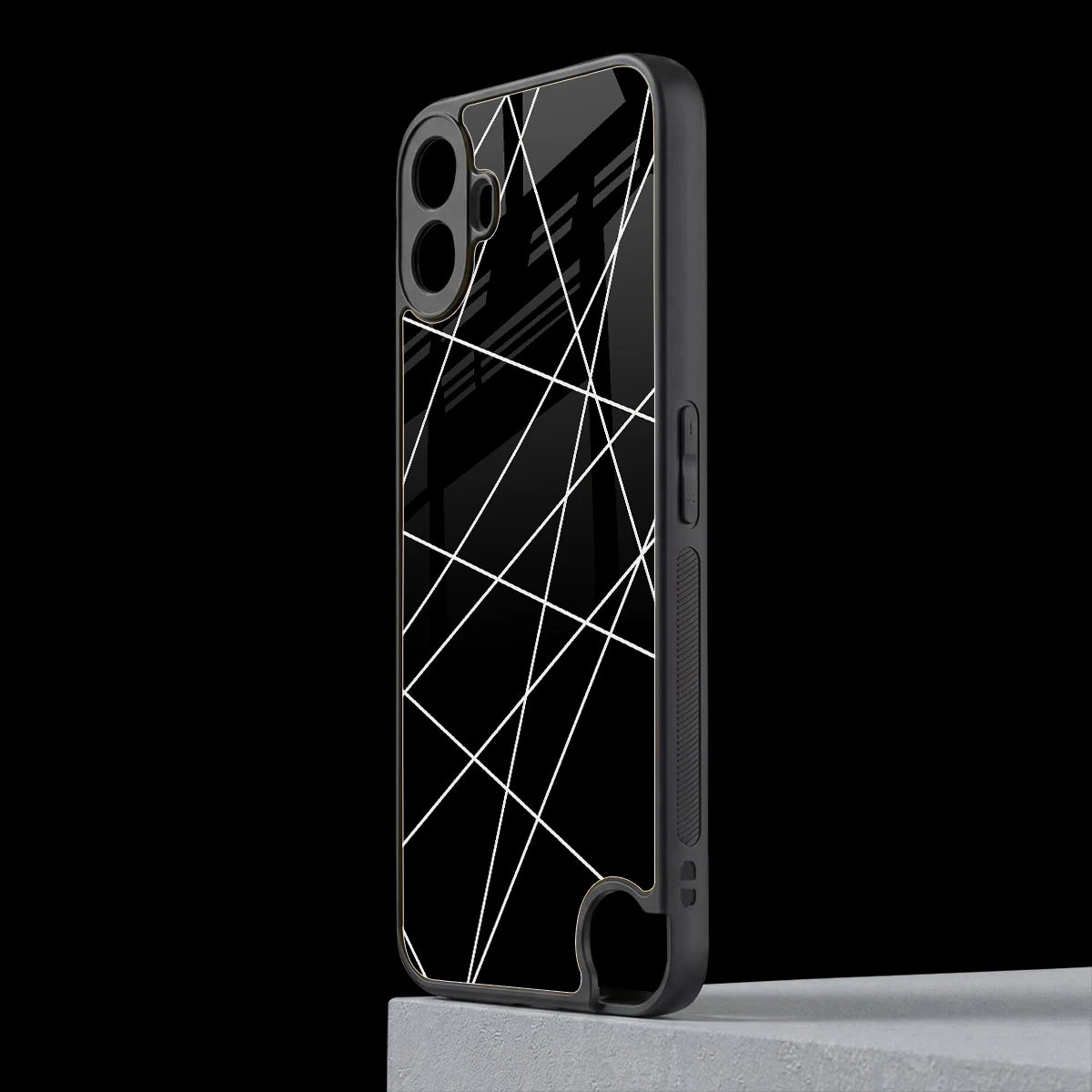 Geomatric Black cmf nothing phone 1 mobile cover | shockproof glass phone case