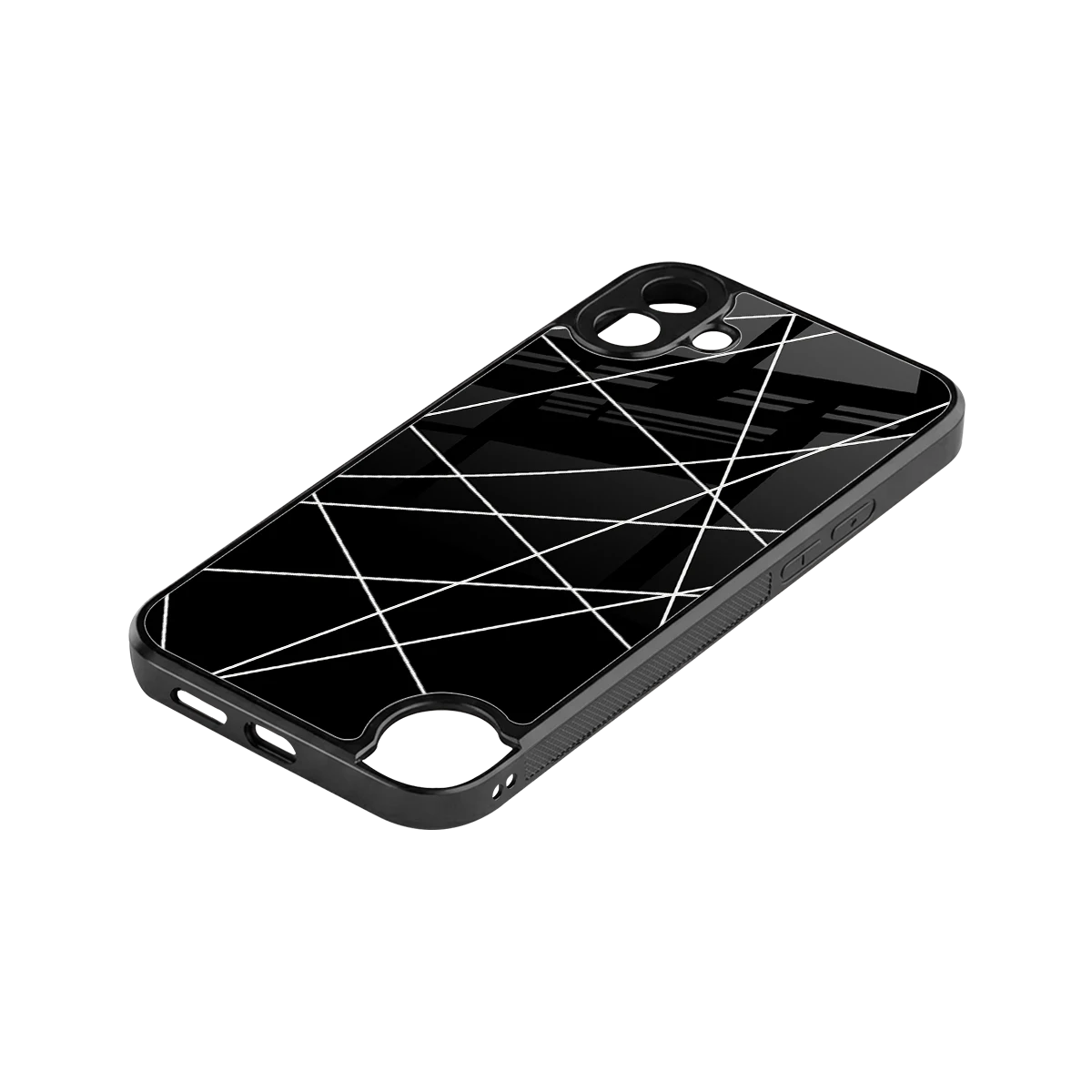 Geomatric Black stylish phone case for cmf nothing phone 1 | glossy glass and slim fit