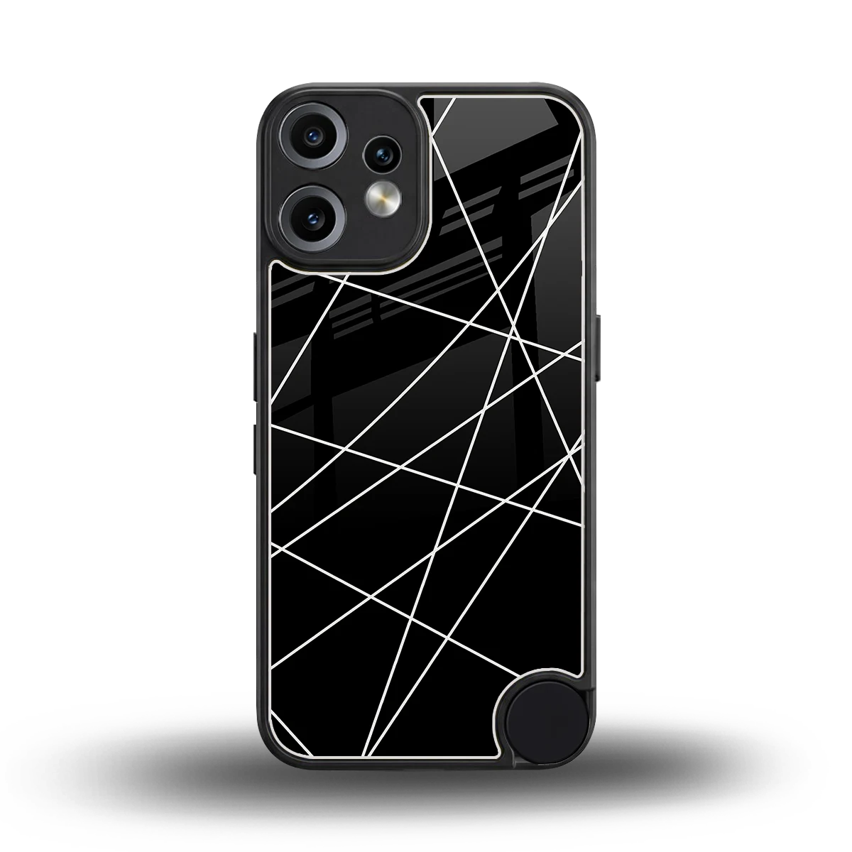 Geomatric Black back phone cover | glass case for cmf nothing phone 2 pro