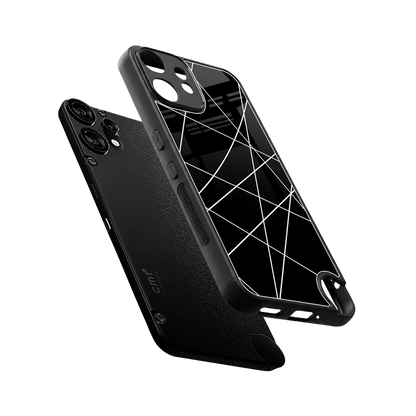 Geomatric Black sleek cmf nothing phone 2 pro cover with tempered glass back and TPU edges