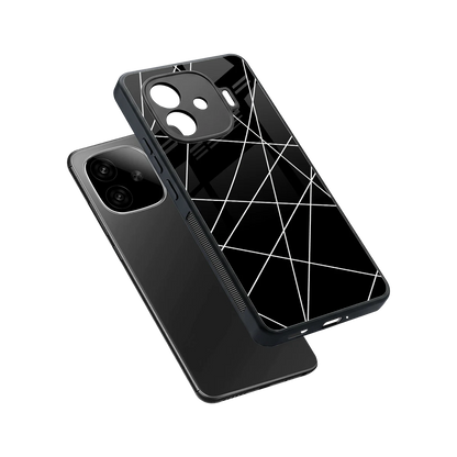 Geomatric Black sleek iqoo neo 10r 5g cover with tempered glass back and TPU edges