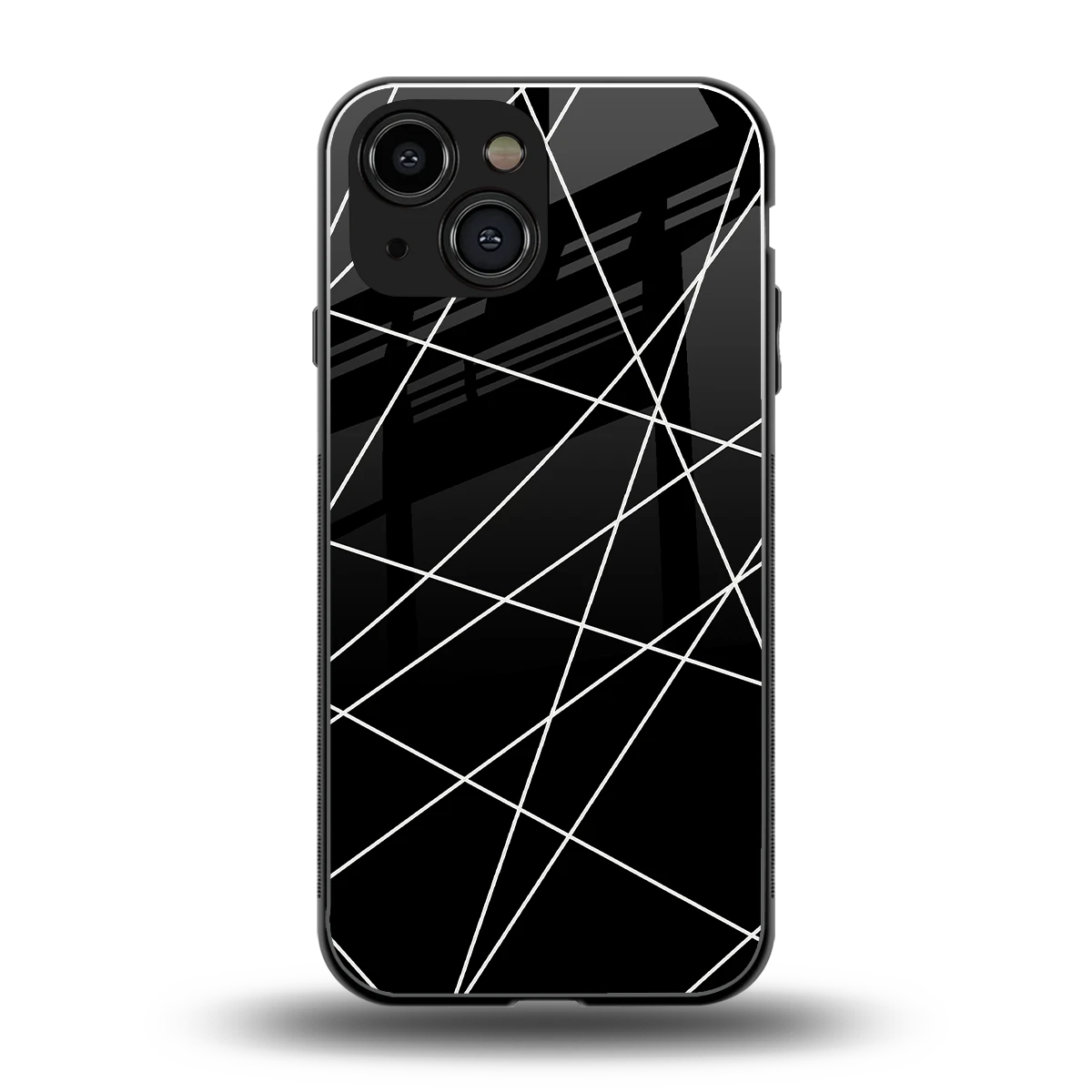 Geomatric Black back phone cover | glass case for iphone 12 mini
