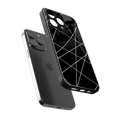 Geomatric Black sleek iphone 13 pro max cover with tempered glass back and TPU edges
