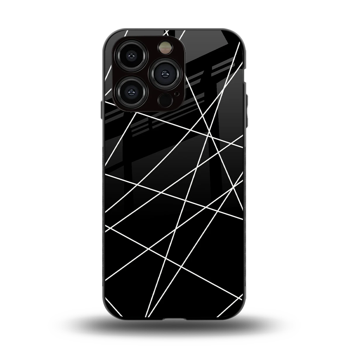 Geomatric Black back phone cover | glass case for iphone 13 pro