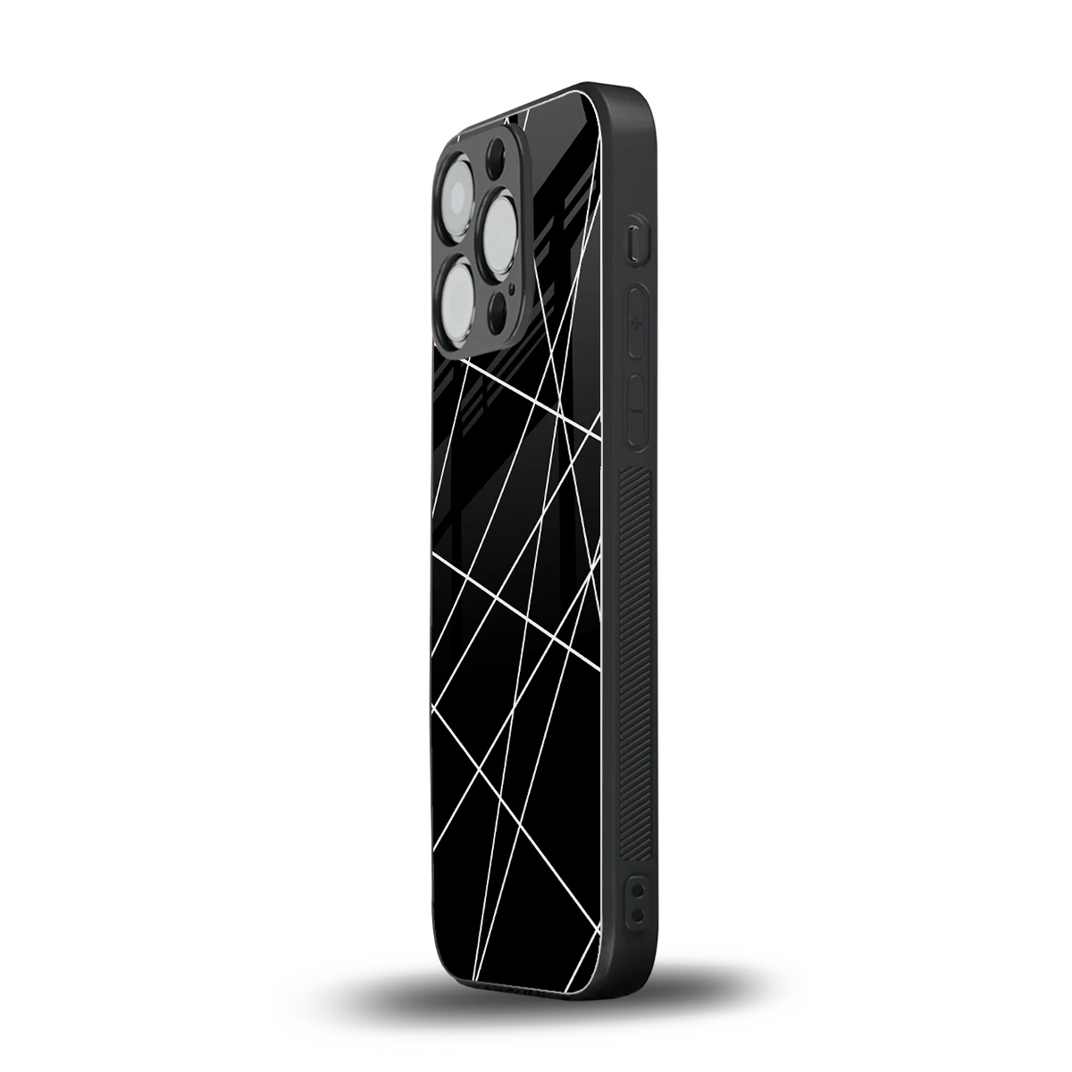 Geomatric Black iphone 12 pro mobile cover | shockproof glass phone case