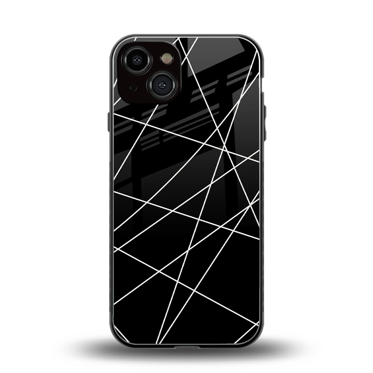 Geomatric Black back phone cover | glass case for iphone 14