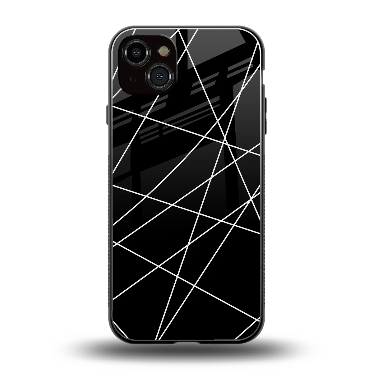 Geomatric Black back phone cover | glass case for iphone 14 plus