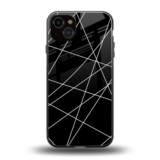 Geomatric Black back phone cover | glass case for iphone 14 plus