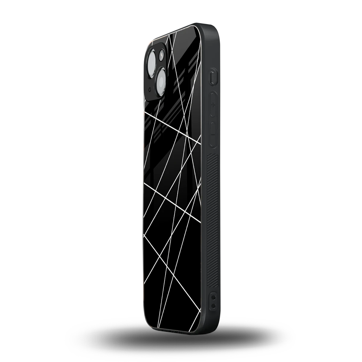 Geomatric Black iphone 14 plus mobile cover | shockproof glass phone case