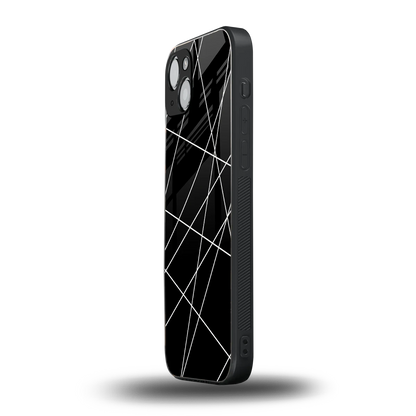 Geomatric Black iphone 14 plus mobile cover | shockproof glass phone case