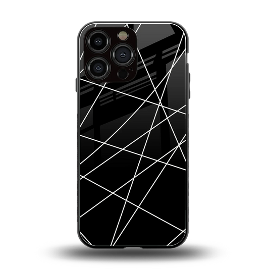 Geomatric Black back phone cover | glass case for iphone 15 pro max