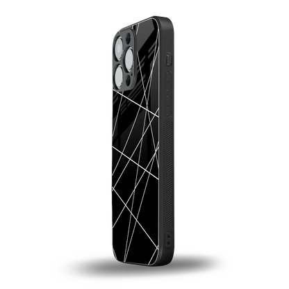 Geomatric Black iphone 15 pro max mobile cover | shockproof glass phone case