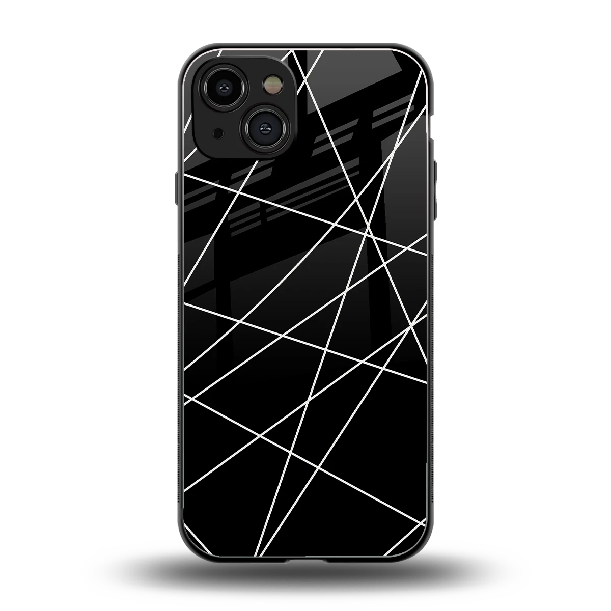Geomatric Black back phone cover | glass case for iphone 15