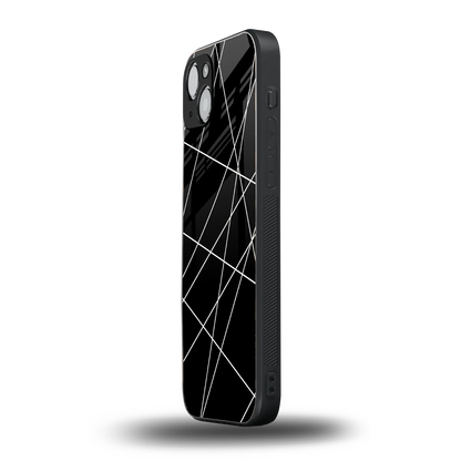 Geomatric Black iphone 15 mobile cover | shockproof glass phone case
