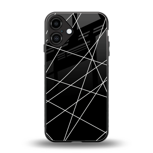 Geomatric Black back phone cover | glass case for iphone 16 plus