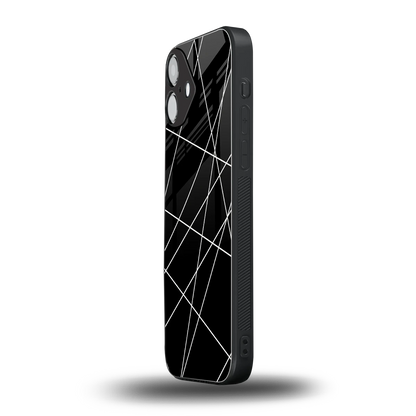 Geomatric Black iphone 16 plus mobile cover | shockproof glass phone case