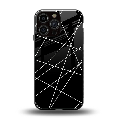 Geomatric Black back phone cover | glass case for iphone 16 pro max
