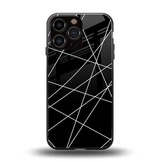 Geomatric Black back phone cover | glass case for iphone 16 pro max