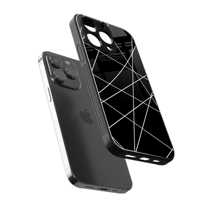 Geomatric Black sleek iphone 16 pro max cover with tempered glass back and TPU edges