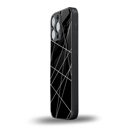 Geomatric Black iphone 16 pro max mobile cover | shockproof glass phone case