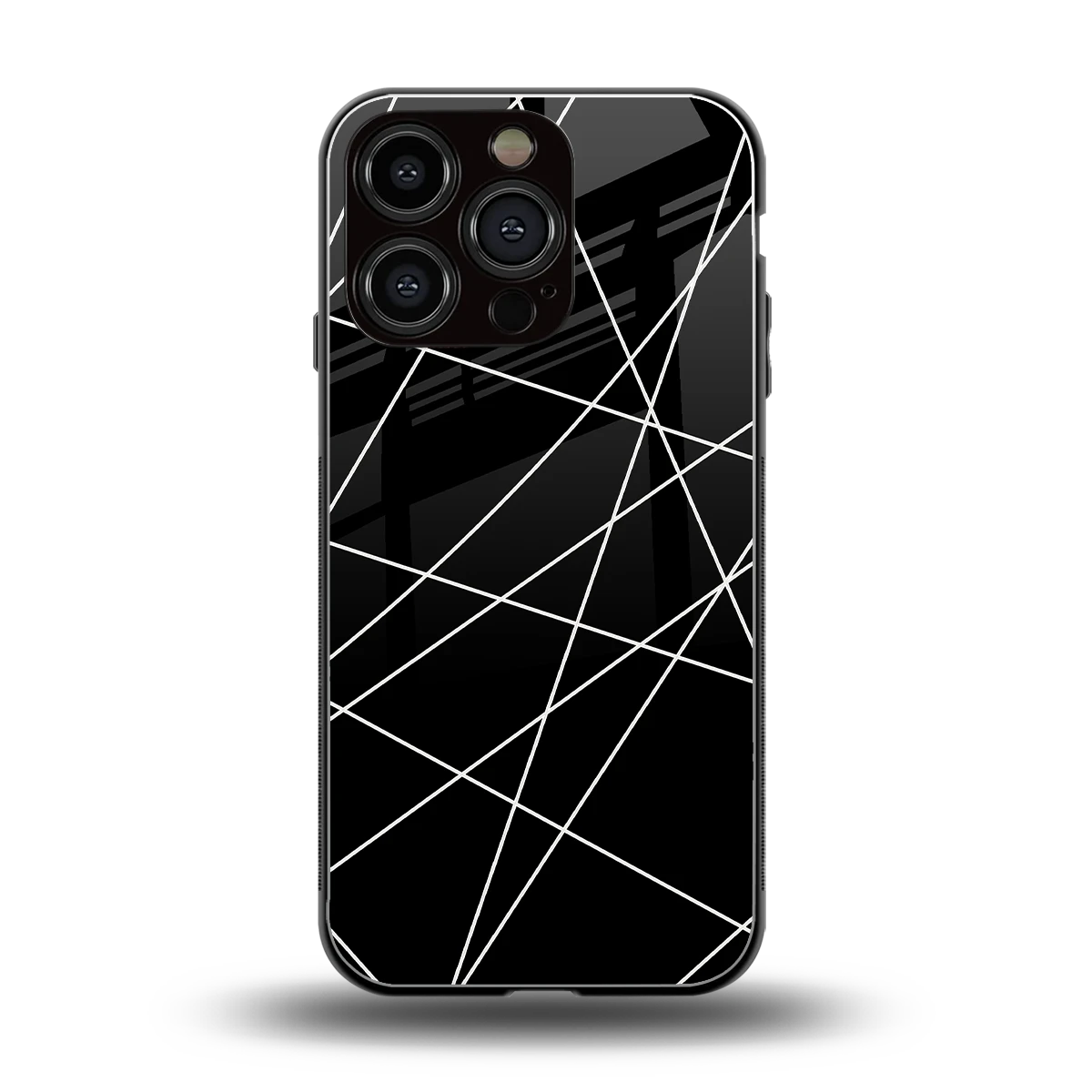 Geomatric Black back phone cover | glass case for iphone 16 pro