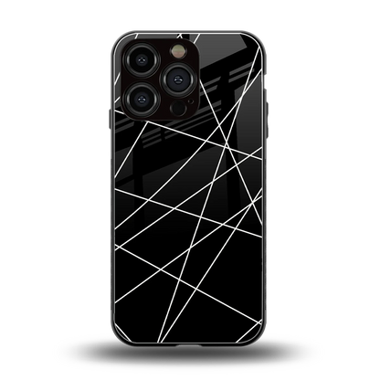 Geomatric Black back phone cover | glass case for iphone 16 pro