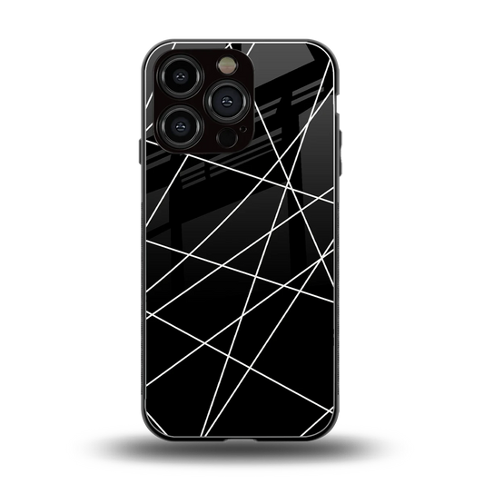 Geomatric Black back phone cover | glass case for iphone 16 pro