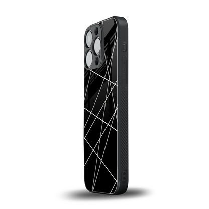 Geomatric Black iphone 16 pro mobile cover | shockproof glass phone case