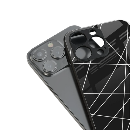 Geomatric Black stylish phone case for iPhone 16 | glossy glass and slim fit