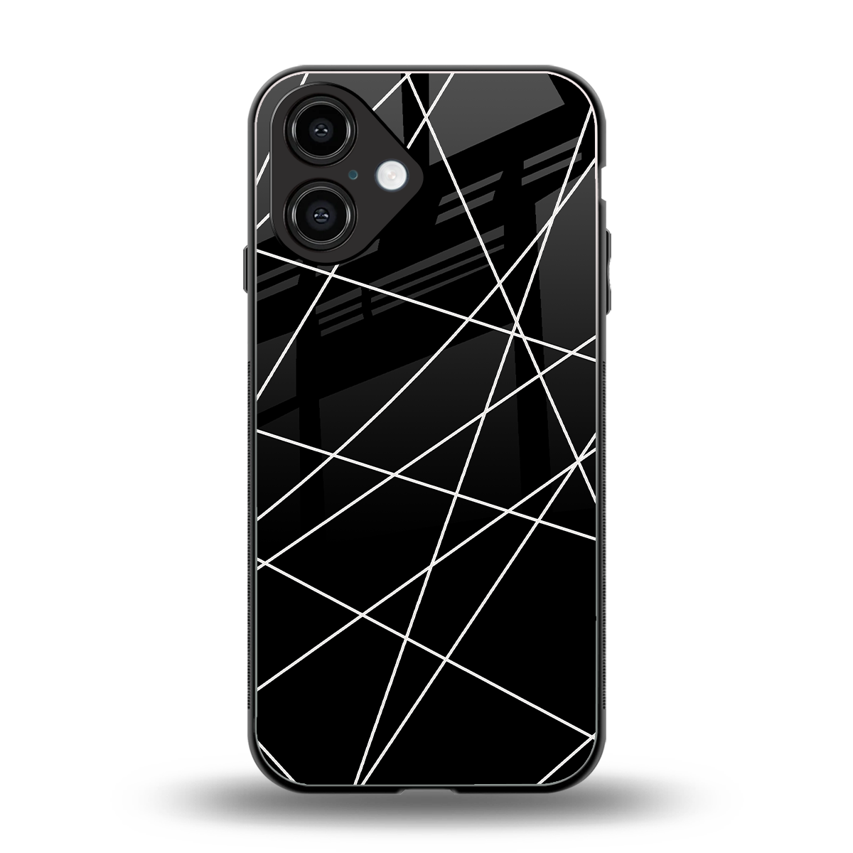 Geomatric Black Phone Case for Iphone 16 | Glass Case