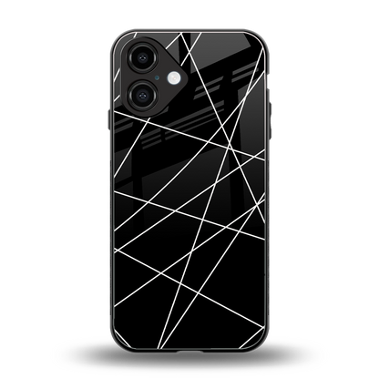 Geomatric Black Phone Case for Iphone 16 | Glass Case