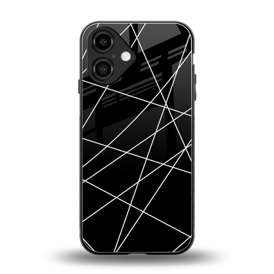 Geomatric Black Phone Case for Iphone 16 | Glass Case