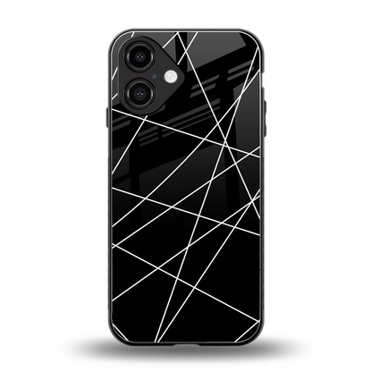 Geomatric Black back phone cover | glass case for iphone 16