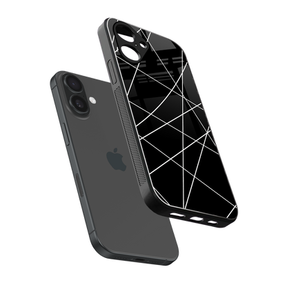 Geomatric Black Phone Case for Iphone 16 | Glass Case