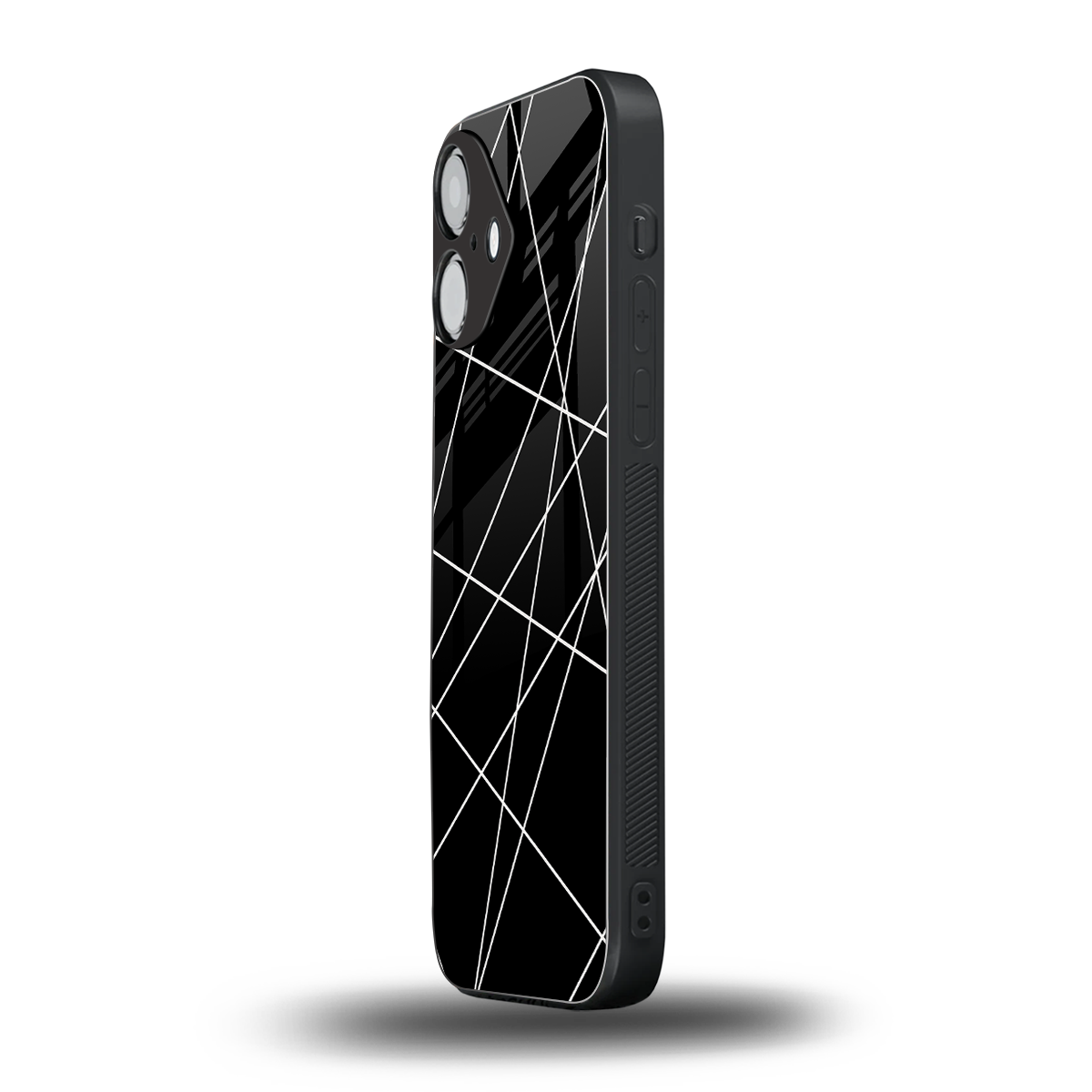 Geomatric Black Phone Case for Iphone 16 | Glass Case
