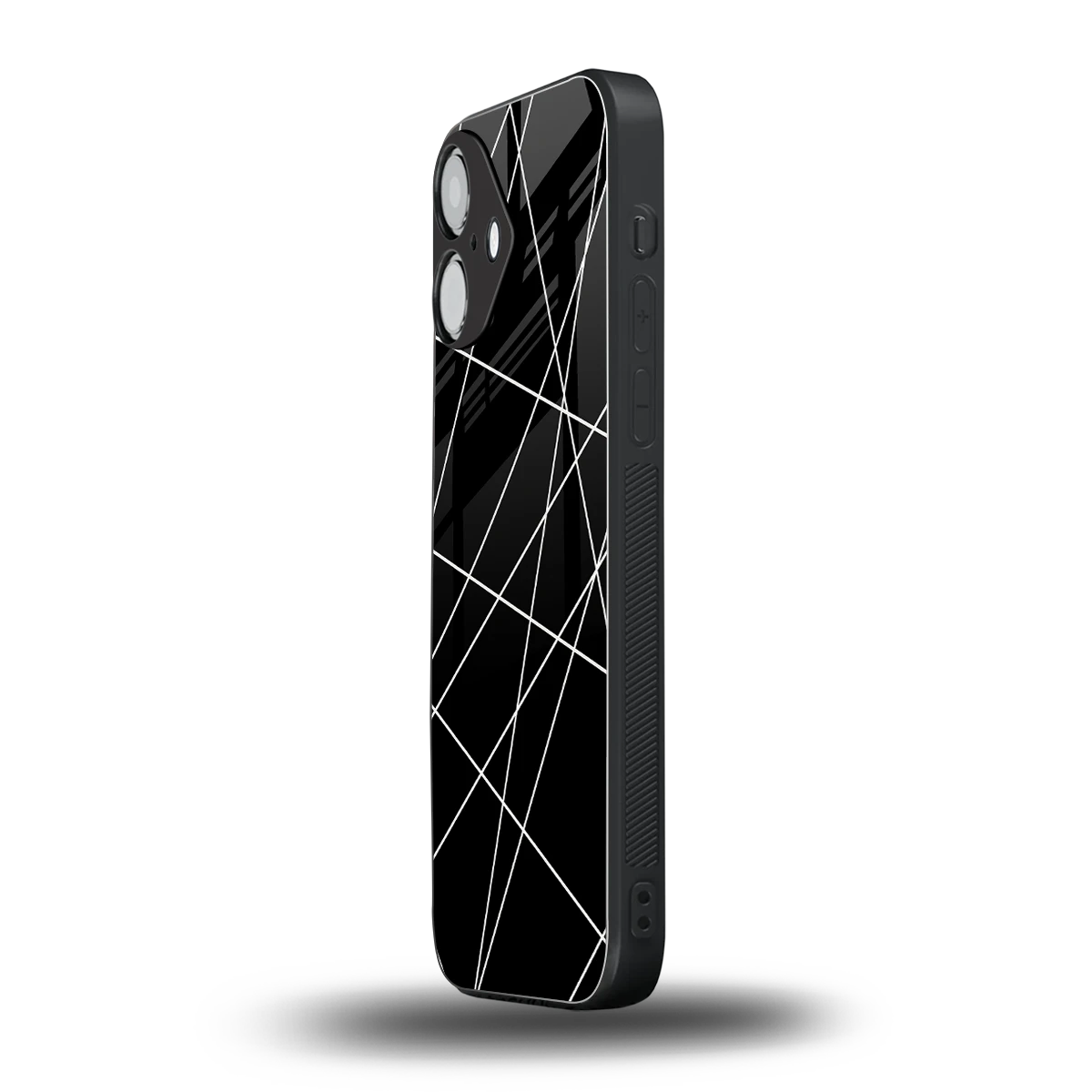 Geomatric Black iPhone 16 mobile cover | shockproof glass phone case