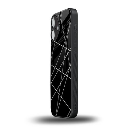 Geomatric Black iPhone 16 mobile cover | shockproof glass phone case