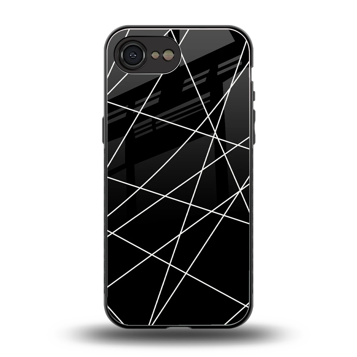 Geomatric Black back phone cover | glass case for iphone 16e