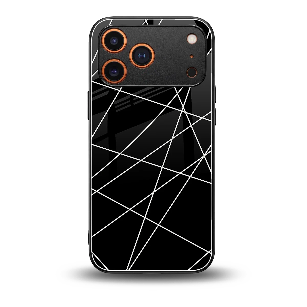 Geomatric Black back phone cover | glass case for iphone 17 pro