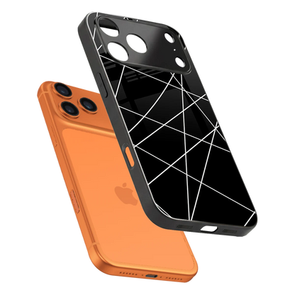 Geomatric Black sleek iphone 17 pro max cover with tempered glass back and TPU edges