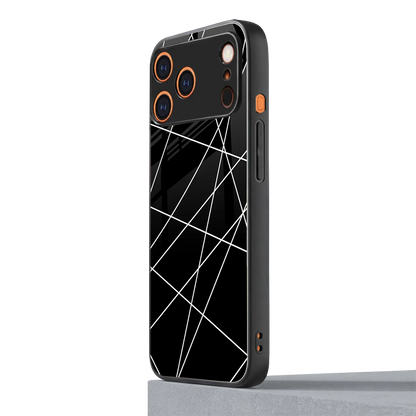 Geomatric Black iphone 17 pro max mobile cover | shockproof glass phone case