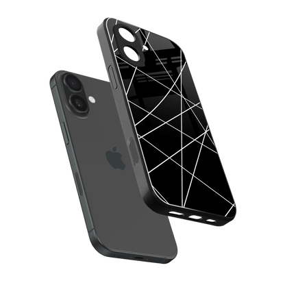 Geomatric Black sleek iphone 17 cover with tempered glass back and TPU edges