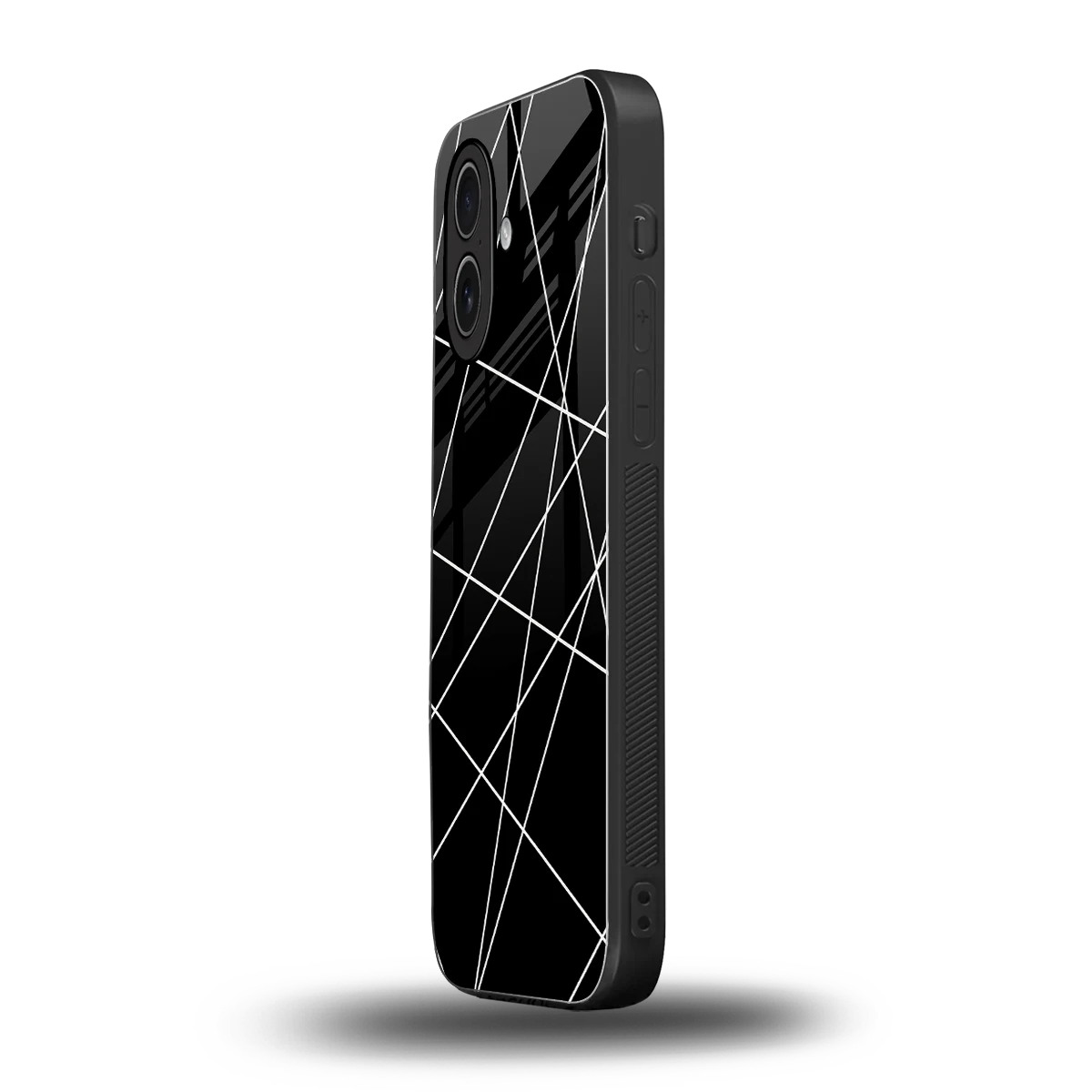 Geomatric Black iphone 17 mobile cover | shockproof glass phone case