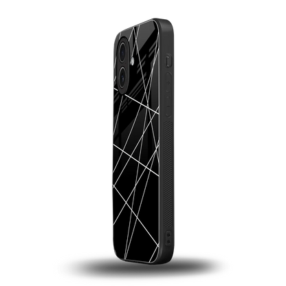 Geomatric Black iphone 17 mobile cover | shockproof glass phone case