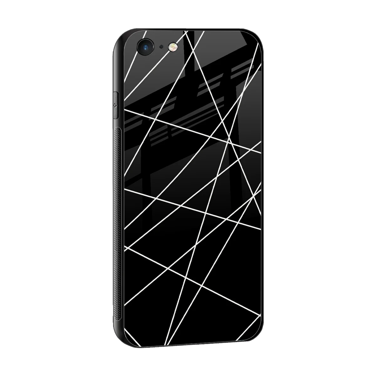 Geomatric Black sleek iphone 6 cover with tempered glass back and TPU edges