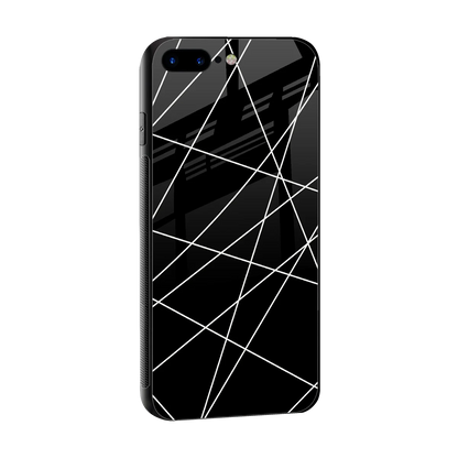 Geomatric Black sleek iphone 8 plus cover with tempered glass back and TPU edges